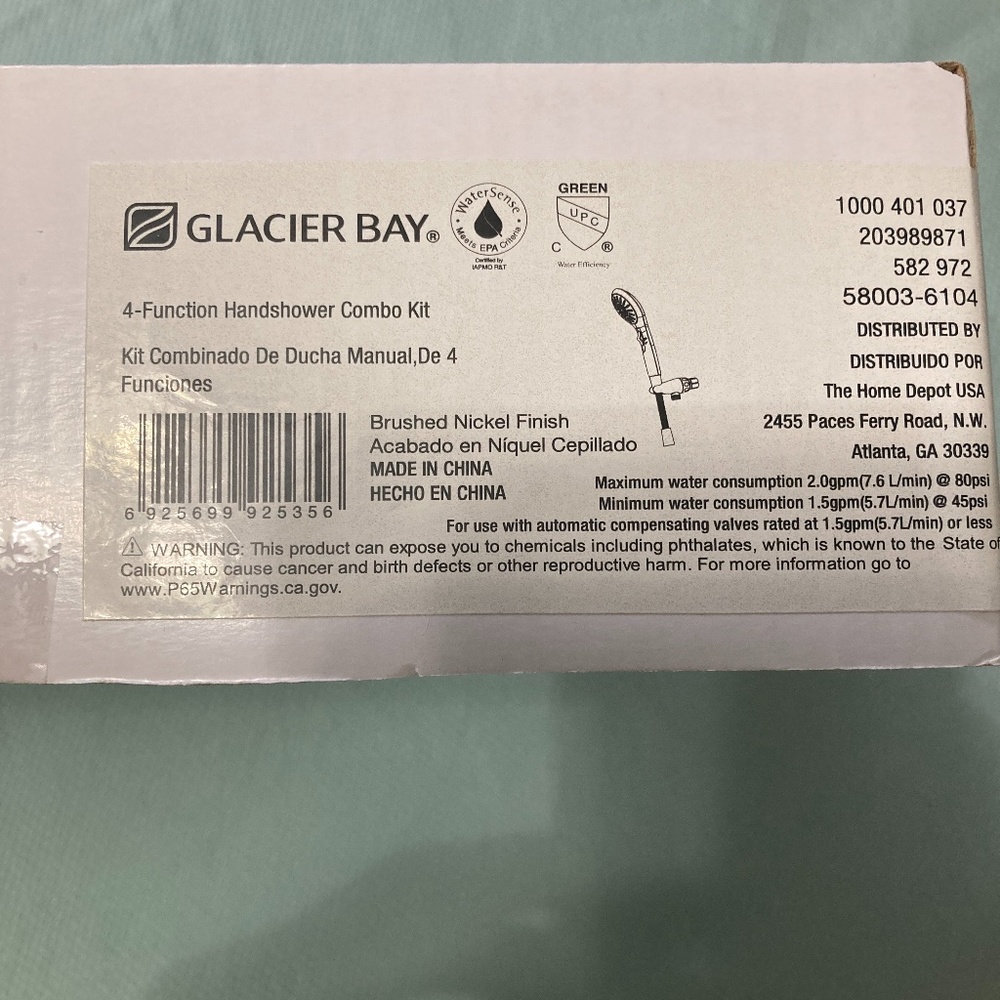Glacier Bay 4-Function Handshower Combo Kit, Brushed Nickel Finish-Brand new!